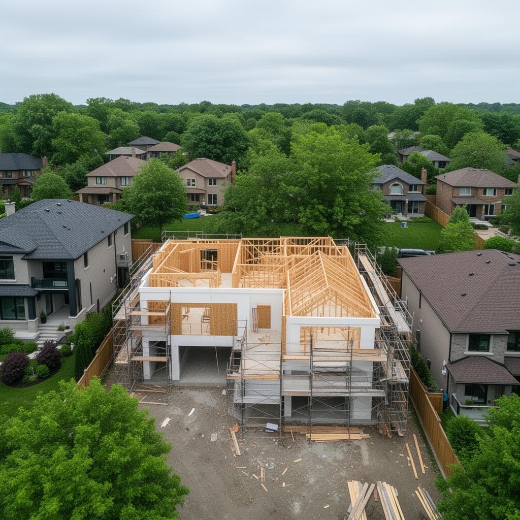 Aerial view of Toronto construction activity