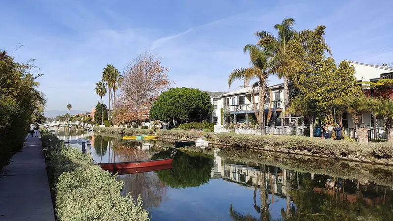 Homes along the Venice canals in Los Angeles
