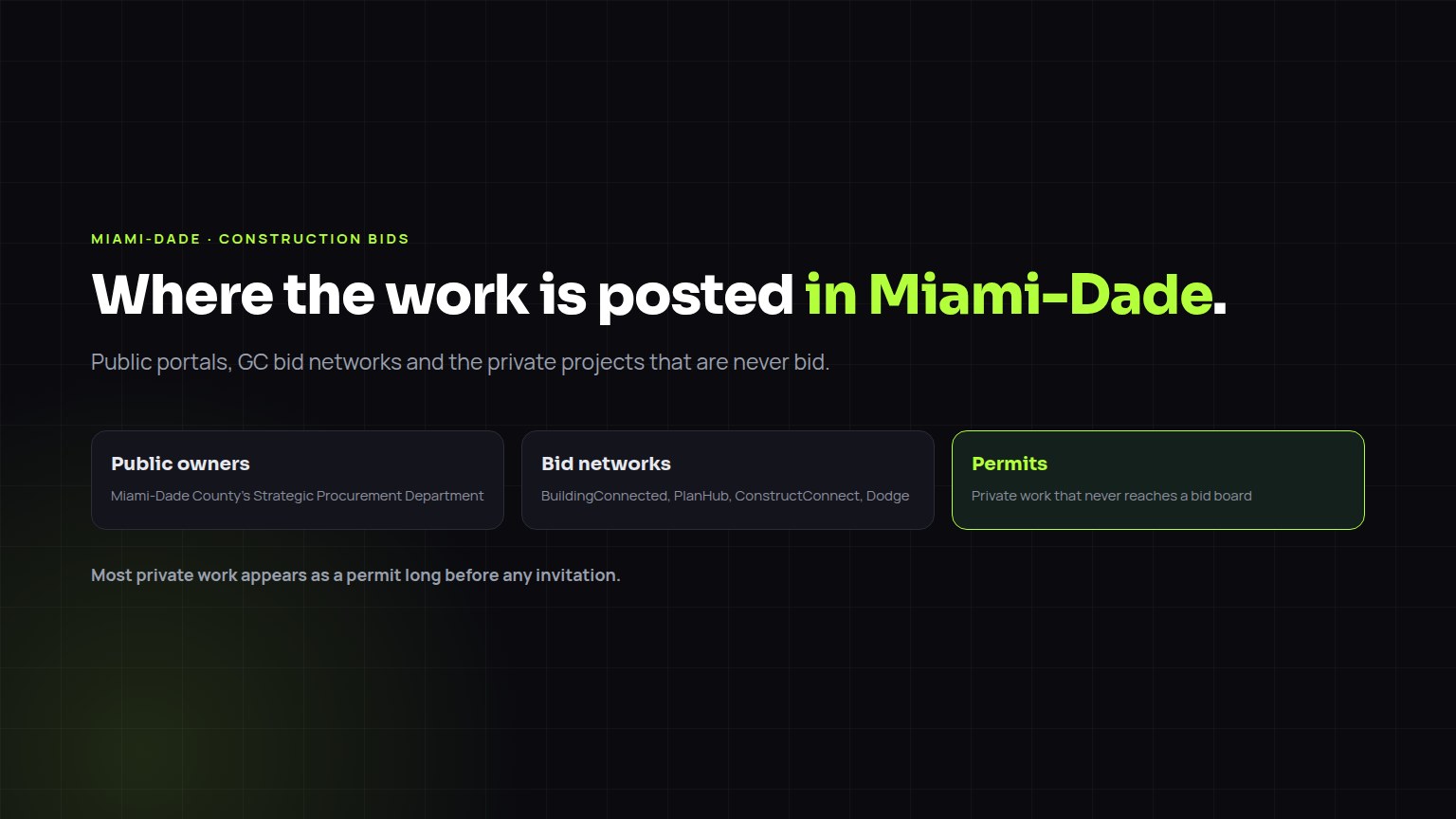 Where to find construction bids in Miami-Dade