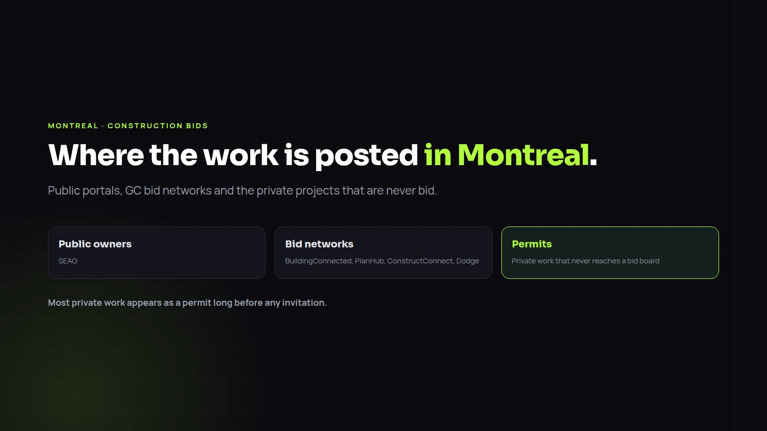 Where to find construction bids in Montreal