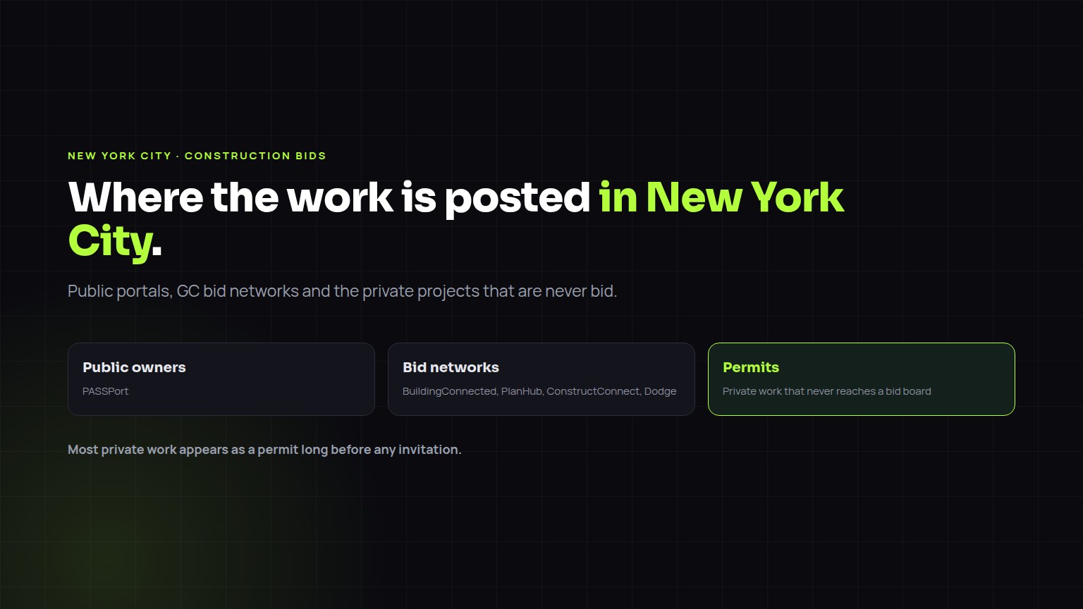 Where to find construction bids in New York City