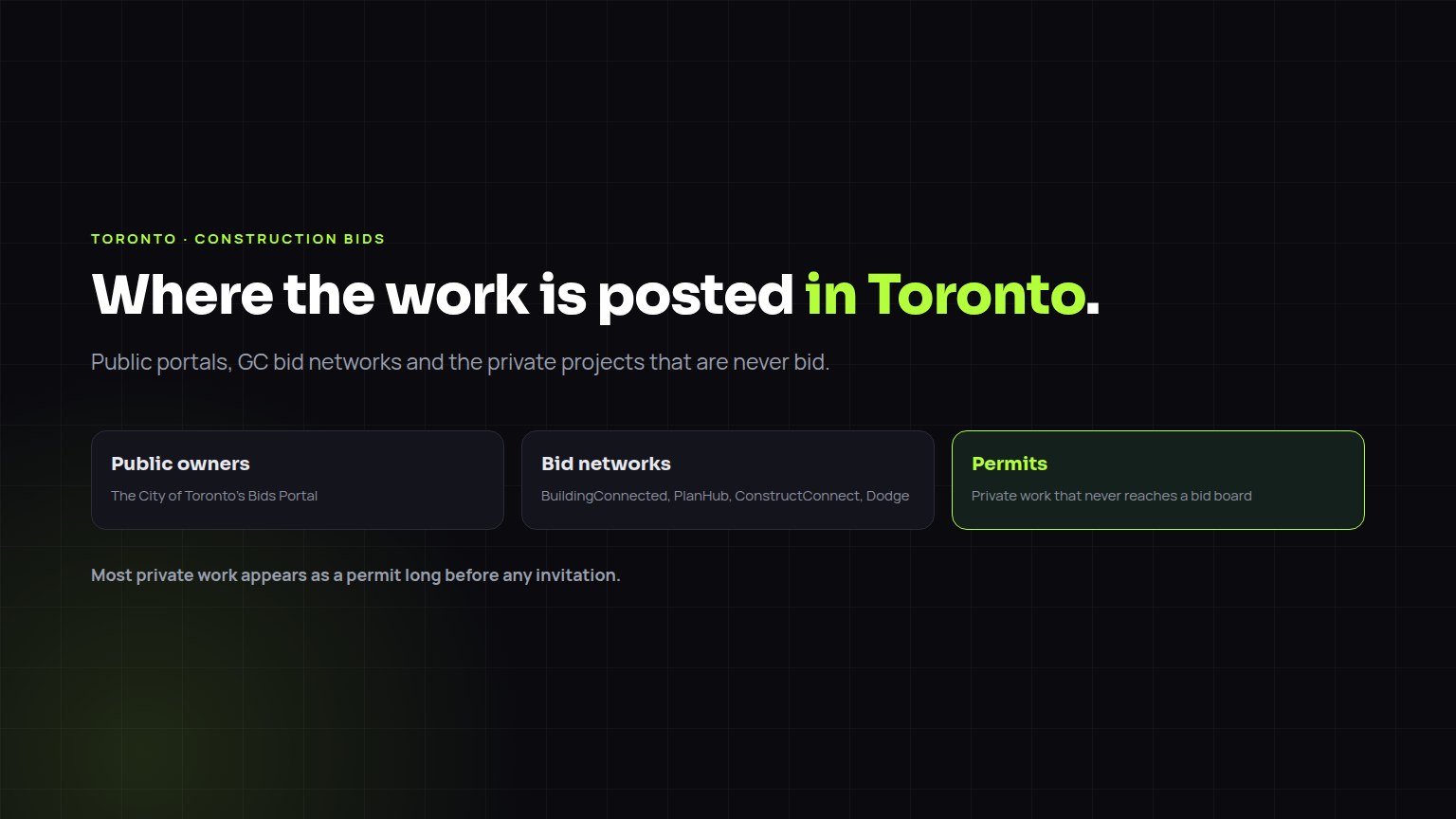 Where to find construction bids in Toronto