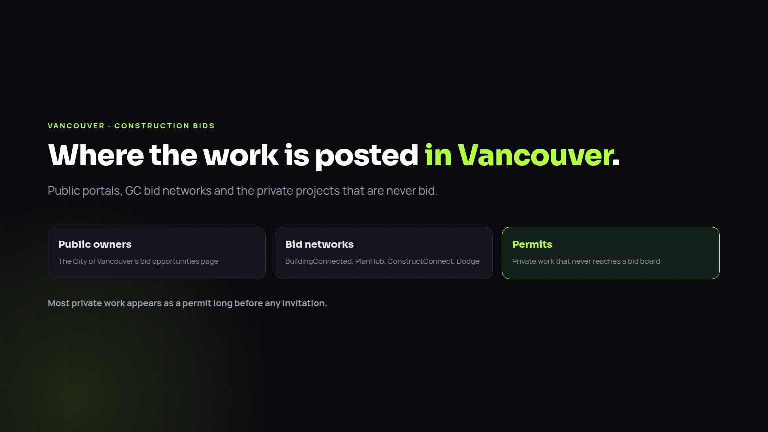 Where to find construction bids in Vancouver
