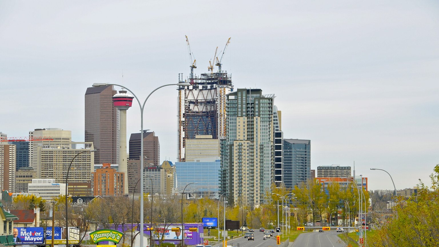 Construction work in progress in downtown Calgary