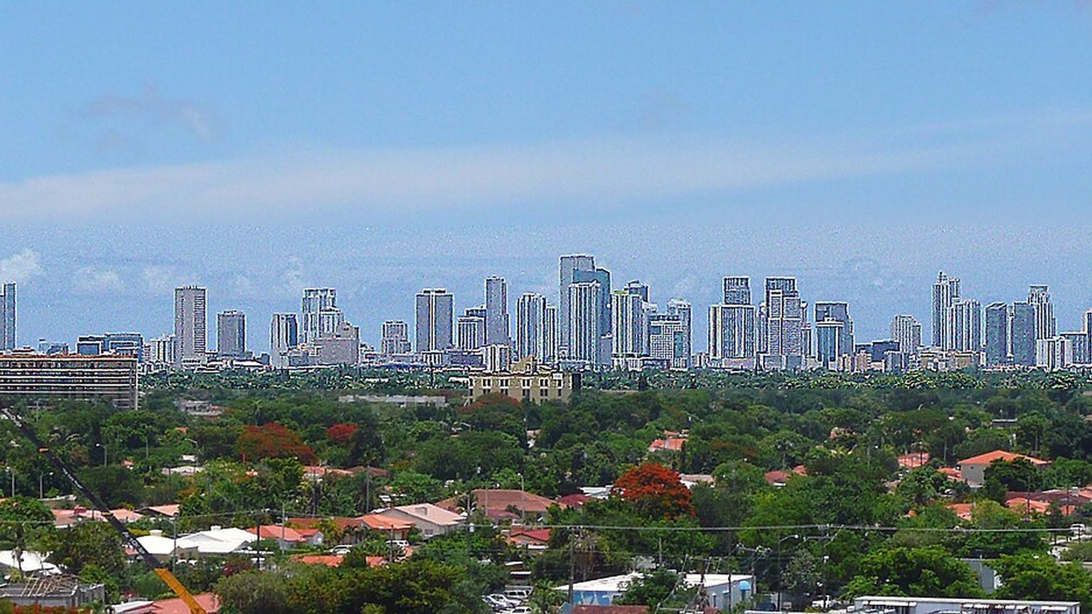 The Miami skyline seen from the west