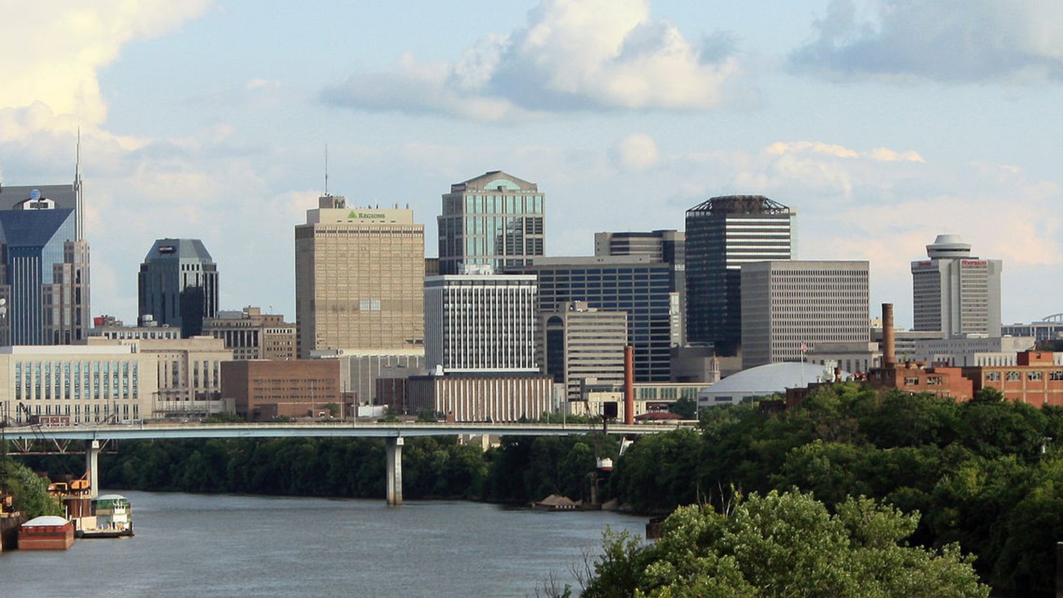 The Nashville skyline across the river
